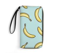 JiuPopular Cartera de piel, diseño de bulldog francés, con cuerda, tamaño pequeño y gran capacidad, fácil de transportar, Plátano amarillo, 19.7x10.5cm, Moderno