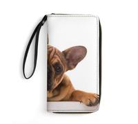 JiuPopular Cartera de piel, pata de bulldog francés y perro, con cuerda, tamaño pequeño y gran capacidad, fácil de transportar