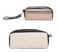 JiuPopular Estuche de cuero para lápices, bolsa de papelería con purpurina sintética de oro rosa utilizado como estuche para oficina y escuela, bolsa de viaje de negocios o caja de herramientas