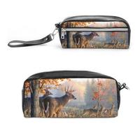 JiuPopular Estuche de cuero para lápices, bolsa de papelería de abeja para oficina y escuela, bolsa de viaje de negocios o caja de herramientas pequeña, bolsa de maquillaje, Estilo-1, 20*10*5.5cm