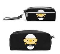 JiuPopular Estuche de cuero para lápices, bolsa de papelería de gallina de cáscara de huevo utilizada como estuche para lápices para oficina y escuela, bolsa de viaje de negocios o caja de