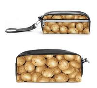 JiuPopular Estuche de cuero para lápices, bolsa de papelería de patatas frescas utilizada como estuche para lápices para oficina y escuela, bolsa de viaje de negocios o caja de herramientas pequeña