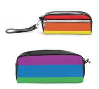 JiuPopular Estuche de cuero para lápices, bolsa de papelería Rainbow Peace LoveStationery utilizada como estuche para oficina y escuela, bolsa de viaje de negocios o caja de herramientas pequeña
