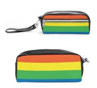 JiuPopular Estuche de cuero para lápices, bolsa de papelería Rainbow Peace LoveStationery utilizada como estuche para oficina y escuela, bolsa de viaje de negocios o caja de herramientas pequeña