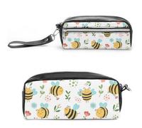 JiuPopular Estuche de cuero para lápices, bulldog francés con sombrero de rana, bolsa de papelería utilizada como estuche para lápices para oficina y escuela, bolsa de viaje de negocios o caja de