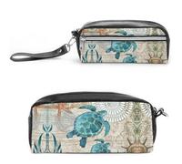 JiuPopular Estuche de cuero para lápices, bulldog francés con sombrero de rana, bolsa de papelería utilizada como estuche para lápices para oficina y escuela, bolsa de viaje de negocios o caja de