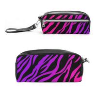 JiuPopular Estuche de cuero para lápices, cebra, tigre, leopardo, rosa, bolsa de papelería utilizada como estuche para lápices para oficina y escuela, bolsa de viaje de negocios o pequeña caja de
