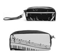 JiuPopular Estuche de cuero para lápices, notas clave de piano, bolsa de papelería utilizada como estuche para oficina y escuela, bolsa de viaje de negocios o caja de herramientas pequeña, bolsa de