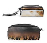 JiuPopular Estuche de cuero, Zombies Dead Men Walking Body at NightStationery Bag utilizado como estuche para lápices para oficina y escuela, bolsa de viaje de negocios o pequeña caja de herramientas