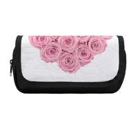 JiuPopular Estuche de doble capa, bolsa de papelería con forma de corazón para oficina y escuela, bolsa de viaje de negocios o caja de herramientas pequeña, bolsa de maquillaje para niñas