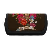 JiuPopular Estuche de doble capa, bolsa de papelería del Día de la Muerte, se utiliza como estuche para oficina y escuela, bolsa de viaje de negocios o caja de herramientas pequeña, bolsa de
