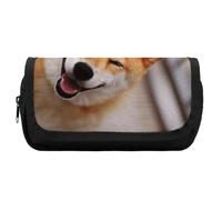 JiuPopular Estuche de doble capa, bolsa de papelería Smile Shiba InuStationery utilizada como estuche para oficina y escuela, bolsa de viaje de negocios o caja de herramientas pequeña, bolsa de