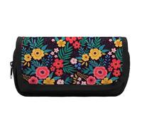 JiuPopular Estuche de doble capa, colorido estampado floral, bolsa de papelería utilizada como estuche para oficina y escuela, bolsa de viaje de negocios o caja de herramientas pequeña, bolsa de