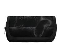 JiuPopular Estuche de doble capa, con patrón de gato, bolsa de papelería negra utilizada como estuche para lápices para oficina y escuela, bolsa de viaje de negocios o caja de herramientas pequeña