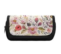 JiuPopular Estuche de doble capa, diseño de amapolas de acuarela, bolsa de papelería utilizada como estuche para oficina y escuela, bolsa de viaje de negocios o caja de herramientas pequeña, bolsa de