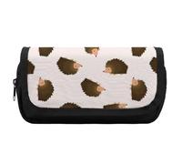 JiuPopular Estuche de doble capa, estampado de huellas de animales, bolsa de papelería utilizada como estuche para lápices, Lindo erizo, One Size, Estuche para lápices