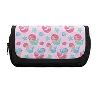 JiuPopular Estuche de doble capa, hermoso patrón de sirena, bolsa de papelería utilizada como estuche para oficina y escuela, bolsa de viaje de negocios o caja de herramientas pequeña, bolsa de