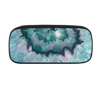 JiuPopular Estuche de poliuretano, bolsa de papelería de ágata verde azulado utilizada como estuche para lápices para oficina y escuela, bolsa de viaje de negocios o caja de herramientas pequeña