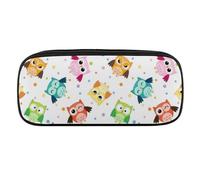 JiuPopular Estuche de poliuretano, bonito diseño de búho, bolsa de papelería utilizada como estuche para oficina y escuela, bolsa de viaje de negocios o caja de herramientas pequeña, bolsa de