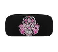 JiuPopular Estuche de poliuretano, diseño de calavera de azúcar rosa, bolsa de papelería utilizada como estuche para oficina y escuela, bolsa de viaje de negocios o caja de herramientas pequeña, bolsa
