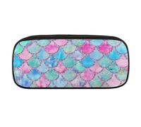 JiuPopular Estuche de poliuretano, escamas de acuarela arcoíris de sirena. Bolsa de papelería utilizada como estuche para oficina y escuela, bolsa de viaje de negocios o caja de herramientas pequeña