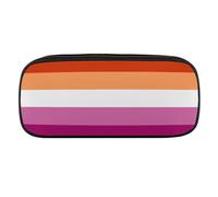 JiuPopular Estuche de poliuretano para lápices, bolsa de papelería con bandera del orgullo lésbico utilizada como estuche para lápices para oficina y escuela, bolsa de viaje de negocios o caja de