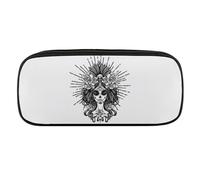 JiuPopular Estuche de poliuretano para lápices, bolsa de papelería de calavera de Dia De Los Muertos, se utiliza como estuche para oficina y escuela, bolsa de viaje de negocios o caja de herramientas