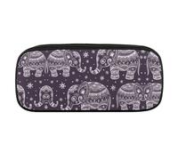 JiuPopular Estuche de poliuretano para lápices, bonito estuche de papelería con diseño de elefante de dibujos animados utilizado como estuche para oficina y escuela, bolsa de viaje de negocios o caja