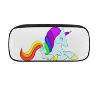 JiuPopular Estuche de poliuretano para lápices, diseño de unicornio y arcoíris, bolsa de papelería utilizada como estuche para oficina y escuela, bolsa de viaje de negocios o caja de herramientas