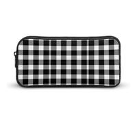 JiuPopular Estuche para lápices, bolsa de papelería a cuadros negros utilizada como estuche para oficina y escuela, bolsa de viaje de negocios o caja de herramientas pequeña, bolsa de maquillaje para