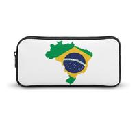 JiuPopular Estuche para lápices, bolsa de papelería con bandera de Brasil verde utilizada como estuche para oficina y escuela, bolsa de viaje de negocios o caja de herramientas pequeña, bolsa de