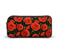 JiuPopular Estuche para lápices, bolsa de papelería con flores de amapola roja utilizada como estuche para lápices para oficina y escuela, bolsa de viaje de negocios o caja de herramientas pequeña
