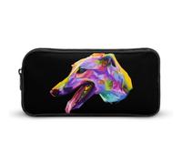 JiuPopular Estuche para lápices, bolsa de papelería de ciervo de camuflaje, bolsa de viaje de negocios o caja de herramientas pequeña, bolsa de maquillaje para niñas, Colorido perro galgo, 22*12*5cm