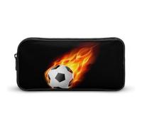 JiuPopular Estuche para lápices, bolsa de papelería de fuego de fútbol utilizado como estuche para oficina y escuela, bolsa de viaje de negocios o caja de herramientas pequeña, bolsa de maquillaje