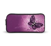 JiuPopular Estuche para lápices, bolsa de papelería de mariposa morada utilizada como estuche para oficina y escuela, bolsa de viaje de negocios o caja de herramientas pequeña, bolsa de maquillaje