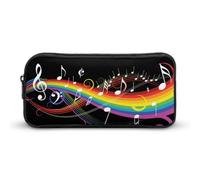 JiuPopular Estuche para lápices, bolsa de papelería para notas musicales de arco iris, se utiliza como estuche para la oficina y la escuela, bolsa de viaje de negocios o caja de herramientas pequeña