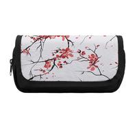 JiuPopular Estuche para lápices de doble capa, bolsa de papelería negra utilizada como estuche para lápices, Flor de cerezo, One Size, Estuche para lápices