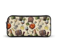 JiuPopular Estuche para lápices, estilo vintage para botellas de vino y pomelo, bolsa de papelería utilizada como estuche para lápices para oficina y escuela, bolsa de viaje de negocios o caja de