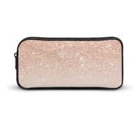 JiuPopular Estuche para lápices, estuche de papelería con purpurina sintética de oro rosa utilizado como estuche para oficina y escuela, bolsa de viaje de negocios o caja de herramientas pequeña