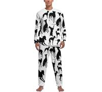 JiuPopular Hippopotamus - Conjunto de pijama para hombre, camiseta de manga larga y pantalones, Perro galgo italiano, L