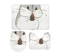 JiuPopular Juego de alfombrillas de baño de 3 piezas, alfombrilla de baño e inodoro para hámster, alfombrilla antideslizante para baño, inodoro