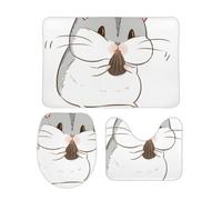 JiuPopular Juego de alfombrillas de baño de 3 piezas, alfombrilla de baño e inodoro para hámster, alfombrilla antideslizante para baño, inodoro