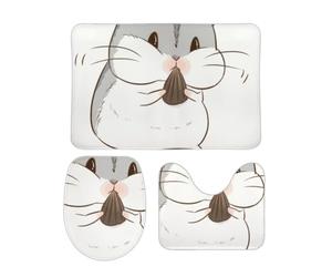 JiuPopular Juego de alfombrillas de baño de 3 piezas, alfombrilla de baño e inodoro para hámster, alfombrilla antideslizante para baño, inodoro