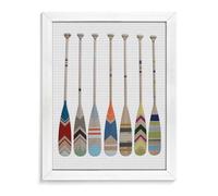 JiuPopular Kits de pintura de diamantes con marco, remo de canoa, arte de diamantes redondos, kit de arte de diamantes para decoración de pared del hogar