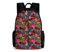 JiuPopular Mochila con bolsillos para senderismo, camping, viajes, Paz y amor, 42x30.5cm