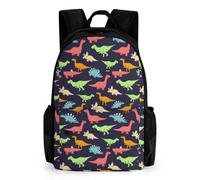JiuPopular Mochila de día, mochila verde de tortuga pequeña, mochila con bolsillos para senderismo, camping, viajes, Dinosaurio monstruo, 42x30.5cm