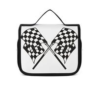 JiuPopular Neceser colgante con banderas a cuadros, bolsa de aseo con bandera de carreras, bolsa de maquillaje para viajes, negocios, vacaciones, Banderas a cuadros, 22.5x18.5cm