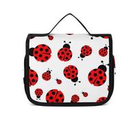 JiuPopular Neceser colgante con diseño de sol y luna, bolsa de maquillaje para viajes, negocios, vacaciones, Patrón de mariquitas infinito moteado, 22.5x18.5cm