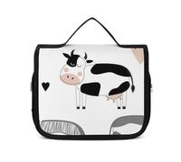 JiuPopular Neceser colgante con huesos coloridos y patas, bolsa de maquillaje para viajes, negocios, vacaciones, Bonita vaca de ganado, 22.5x18.5cm