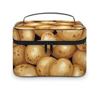 JiuPopular Neceser de viaje de piel para mujer, diseño de perro Boston Terrier, Patatas frescas, 25x18x15cm